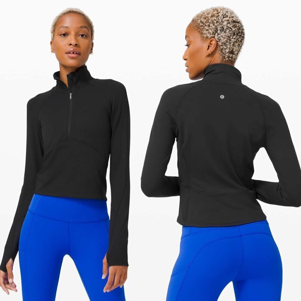 Lululemon Always Alert 1/2 Zip Black Long Sleeve Top - 37400